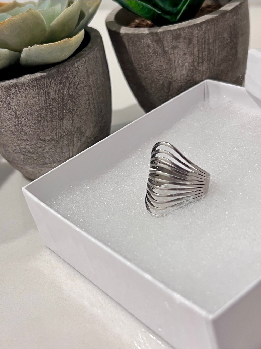 Sterling Silver Multi-Strip Dome Ring - Silver